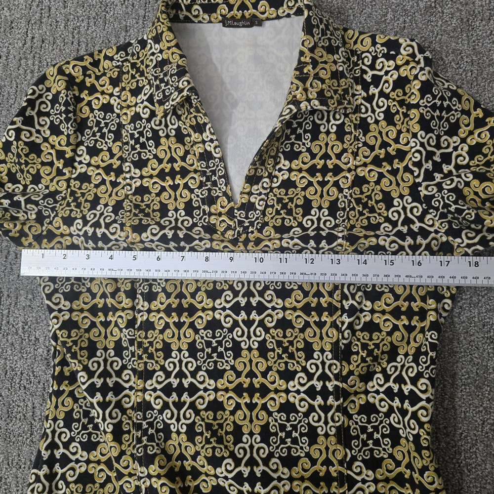 J McLaughlin Cadence Stretch Denim Dress Newport Scroll Print Retro Mod Size S - Picture 6 of 7